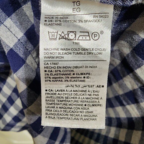Old Navy Men's XL Blue White Gingham Button Up Shirt Regular Fit Built-In Flex - Picture 9 of 11